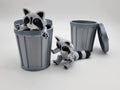 Raccoon 3D printed articulated figurine comes with trash can