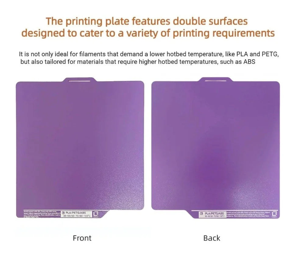 Bambu Labs A1, P1S,P2S,X1C KDEAVI Double Sided Textured PLU Cool Build Plate 256*256