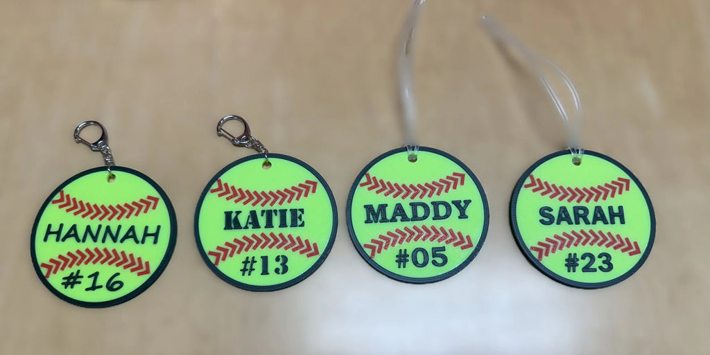 Personalized 3D Printed Baseball & Softball Sports Bag Tag - Custom Name